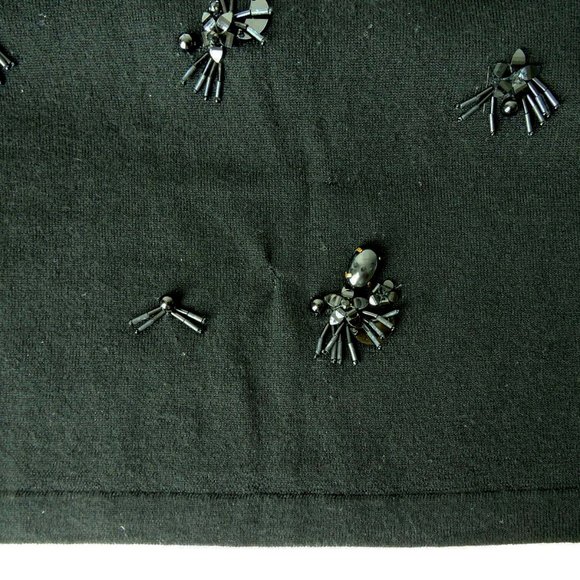 Escada black V-neck jewel embellished Virgin Wool sweater top size M made Italy - Picture 10 of 13